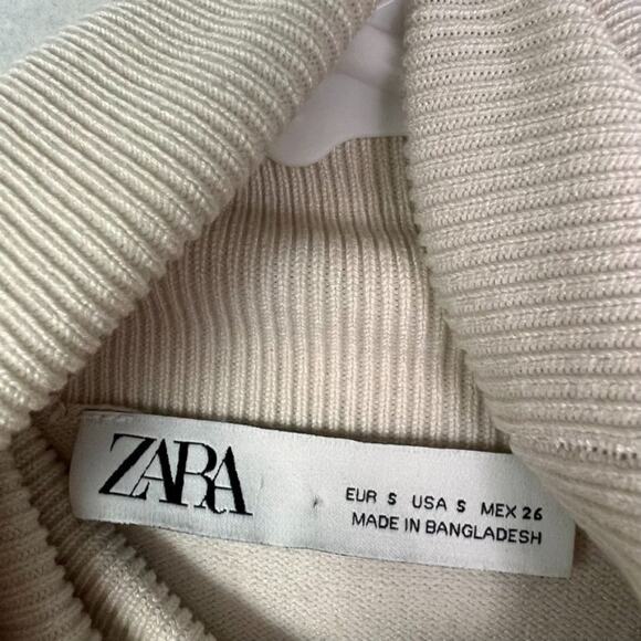 Zara Sweater Womens Small IVory Long Sleeve Turtleneck Knit - Picture 4 of 9